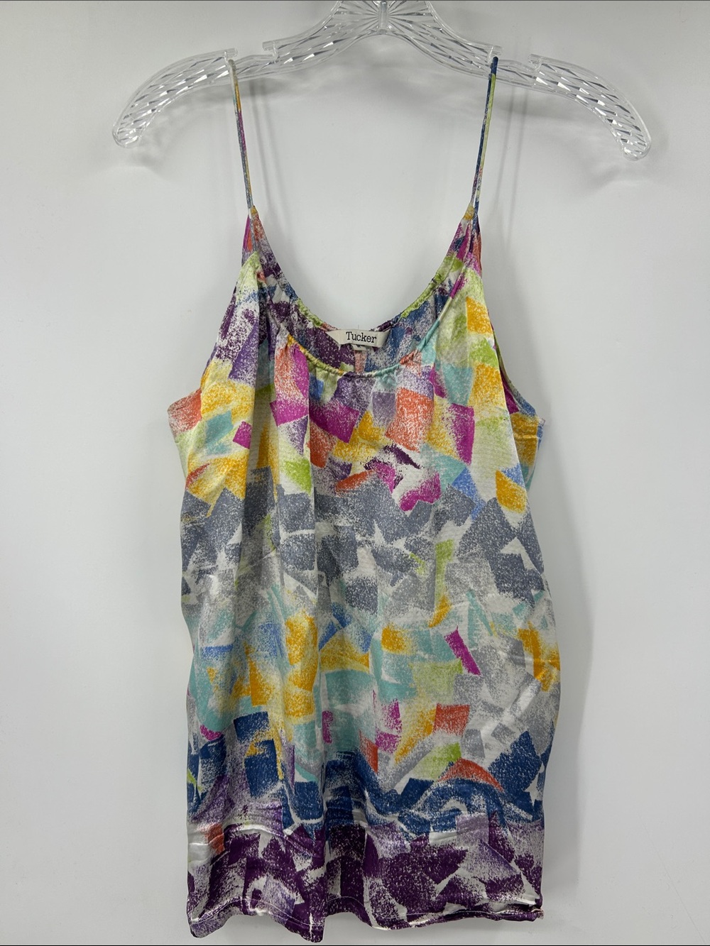 Tucker 100% Silk Geometric Tank Top Size M
